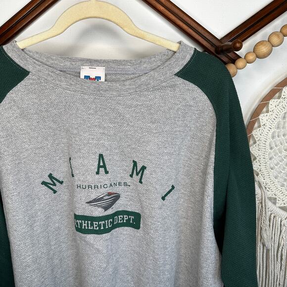 Vintage TNT Miami Hurricanes Long Sleeve Waffle Knit Top - Picture 2 of 5